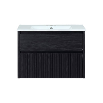 Sherwin Slat Modern Coastal 2-Drawer Wall Mounted Bath Vanity Cabinet Only (Sink Basin Not Included) - JONATHAN Y
